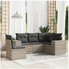 Image de Salon de Jardin avec Coussins 5 pcs, Canapés de Patio, Ensemble de Meubles, Mobilier de Terrasse Exterieur, Gris 3222571