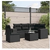 Image de Salon de Jardin avec Coussins 6 pcs, Canapés de Terrasse, Ensemble de Meubles de Patio, Mobilier d'Extérieur, Noir 3222574