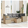 Image de Salon de jardin modulable - 6 pièces - Rotin beige - Table fixe - 5 personnes - 62 x 62 x 69 cm