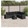 Image de Salon de Jardin avec Coussins 7 pcs, Canapés de Terrasse, Ensemble de Meubles de Patio, Mobilier d'Extérieur, Noir 3222614