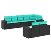 Image de Salon de jardin modulable - Lot de 8 pièces - résine tressée noir 62 x 62 x 69 cm