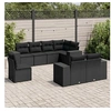 Image de Salon de Jardin avec Coussins 8 pcs, Canapés de Terrasse, Ensemble de Meubles de Patio, Mobilier d'Extérieur, Noir 3222834