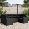 Image de Salon de Jardin avec Coussins 6 pcs, Canapés de Terrasse, Ensemble de Meubles de Patio, Mobilier d'Extérieur, Noir 3222974