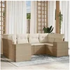 Image de Salon de Jardin avec Coussins 6 pcs, Canapés de Terrasse, Ensemble de Meubles de Patio, Mobilier d'Extérieur, Beige 3222977