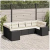 Image de Salon de Jardin avec Coussins 7 pcs, Canapés de Terrasse, Ensemble de Meubles de Patio, Mobilier d'Extérieur, Noir 3222985