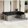 Image de Salon de Jardin avec Coussins 9 pcs, Canapés de Patio, Ensemble de Meubles, Mobilier de Terrasse Exterieur, Gris 3223001