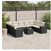Image de Salon de Jardin avec Coussins 10 pcs, Canapés de Terrasse, Ensemble de Meubles de Patio, Mobilier d'Extérieur, Noir 3223005