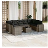 Image de Salon de Jardin avec Coussins 10 pcs, Canapés de Terrasse, Ensemble de Meubles de Patio, Mobilier d'Extérieur, Gris 3223009