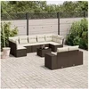 Image de Salon de jardin modulable GENERIQUE 9 personnes 10 pieces resine tressee 62 x 62 x 69 cm marron
