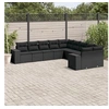 Image de Salon de Jardin avec Coussins 10 pcs, Canapés de Terrasse, Ensemble de Meubles de Patio, Mobilier d'Extérieur, Noir 3223104