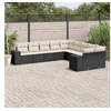 Image de Salon de Jardin avec Coussins 10 pcs, Canapés de Terrasse, Ensemble de Meubles de Patio, Mobilier d'Extérieur, Noir 3223105