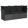 Image de Salon de jardin 3 pcs avec coussins noir résine tressée