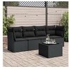 Image de Salon de jardin 5 pcs avec coussins noir résine tressée 3217235