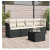 Image de Salon de jardin 5 pcs avec coussins noir résine tressée 3217236