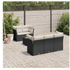 Image de Salon de jardin 6 pcs avec coussins noir résine tressée 3217246