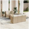 Image de Salon de jardin avec coussins 6 pcs beige résine tressée