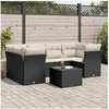 Image de Salon de jardin 7 pcs avec coussins noir résine tressée 3217266