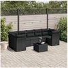 Image de Salon de jardin modulable noir 7 personnes resine tressee 62 x 62 x 69 cm 8 pieces