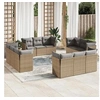 Image de Salon de jardin modulable - Lot de 12 pièces - Résine tressée beige 12 personnes 62x62x69 cm