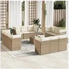 Image de Salon de jardin modulable resine tressee beige 12 personnes 62 x 62 x 69 cm 13 pieces