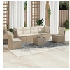 Image de Salon de jardin modulable - Lot de 7 pièces - Rotin beige - 6 personnes - 62x62x69 cm