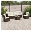 Image de Salon de jardin modulable vidaxl rotin marron 7 pieces 62 x 62 x 69 cm 6 personnes