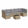 Image de Salon de jardin avec coussins 8 pcs beige résine tressée