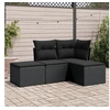 Image de Salon de jardin 4 pcs avec coussins noir résine tressée 3217475