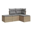 Image de Salon de jardin avec coussins 4 pcs beige résine tressée