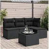 Image de Salon de jardin modulable - Lot de 5 pièces - Résine tressée noir - 4 personnes