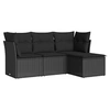 Image de Salon de jardin 4 pcs avec coussins noir résine tressée