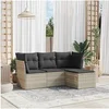 Image de Salon de Jardin avec Coussins 4 pcs, Canapés avec Pieds Réglables, Ensemble de Meubles d'Extérieur Patio Terrasse, 3217542