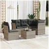 Image de Salon de Jardin avec Coussins 6 pcs, Canapés avec Pieds Réglables, Ensemble de Meubles d'Extérieur Patio Terrasse, 3217652