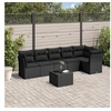 Image de Salon de jardin 7 pcs avec coussins noir résine tressée 3217665