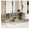 Image de Salon de jardin modulable - Lot de 7 pièces - Rotin beige