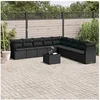 Image de Salon de jardin modulable GENERIQUE resine tressee 10 pieces noir 55 x 62 x 69 cm 9 personnes