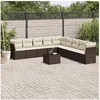 Image de Salon de jardin modulable 10 pièces en résine tressée marron - 9 personnes