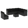 Image de Salon de jardin 10 pcs avec coussins noir résine tressée