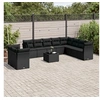 Image de Salon de jardin 11 pcs avec coussins noir résine tressée avec table
