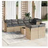 Image de Salon de jardin modulable - Lot de 9 pièces - Résine tressée beige - 8 personnes