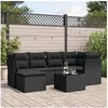 Image de Salon de jardin modulable resine tressee 6 personnes noir 55 x 62 x 69 cm 7 pieces