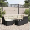 Image de Salon de Jardin avec Coussins 7 pcs, Canapés de Terrasse, Ensemble de Meubles de Patio, Mobilier d'Extérieur, Noir 3217956
