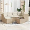 Image de Salon de jardin modulable 7 pièces en résine tressée beige 6 personnes - 55 x 62 x 69 cm