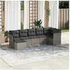 Image de Salon de jardin modulable resine tressee 7 pieces gris 55 x 62 x 69 cm 7 personnes