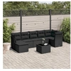 Image de Salon de jardin modulable resine tressee 8 pieces noir 55 x 62 x 69 cm 7 personnes