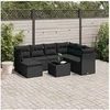 Image de Salon de jardin modulable GENERIQUE resine tressee 8 pieces noir 55 x 62 x 69 cm 7 personnes