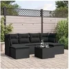 Image de Salon de jardin modulable - Lot de 7 pièces - Résine tressée noir 6 places