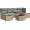 Image de Salon de jardin avec coussins 7 pcs beige résine tressée sans table