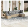 Image de Salon de jardin modulable resine tressee 7 pieces beige 55 x 62 x 69 cm 7 personnes