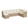 Image de Salon de jardin avec coussins 8 pcs beige crème sans table tressée
